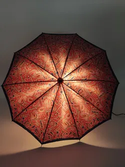 Vintage-Flanierschirm / Sonnenschirm / Damenschirm - rot-rosa-blau bedruckt - Bild 2