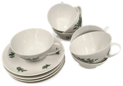Thomas, 5 Kaffeetassen "Grüne Blume", 50er, Vintage – Vorschau 4