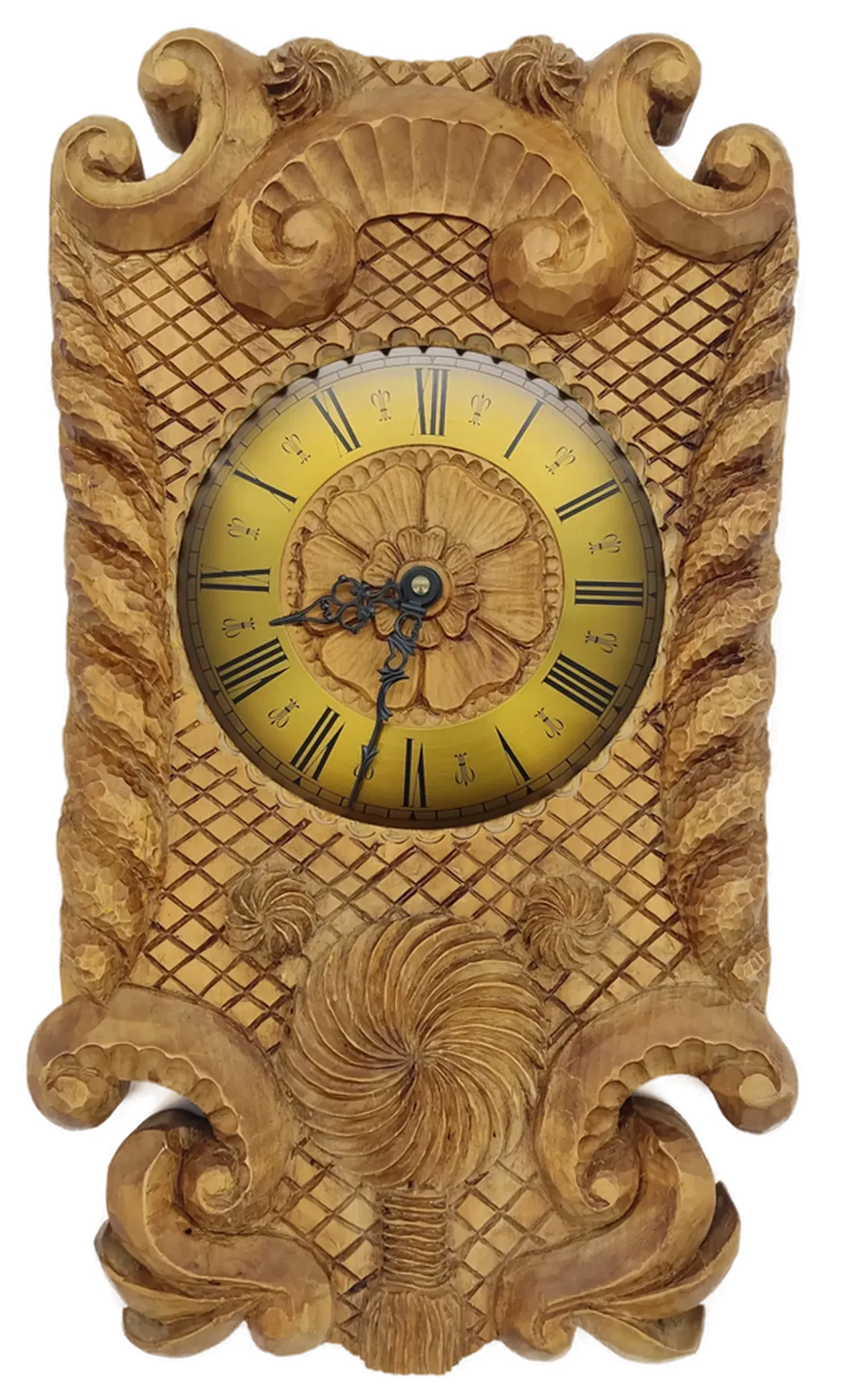 Wanduhr mit Holzschnitzereien, ca. 42 cm, Batteriebetrieb - Bild 2