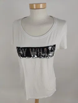 Only T-Shirt mit Pailletten, weiß, Größe M - Bild 1