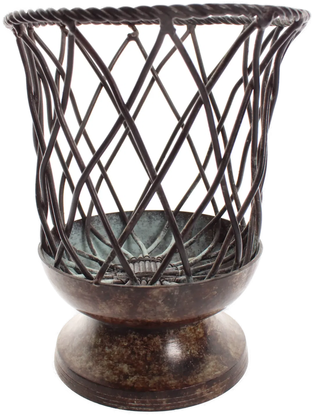 Dekorativer Drahtkorb auf Fuß – Metallgeflecht, Höhe 20,5 cm - Bild 1