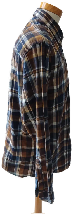 Jean Carriere Herrenhemd Langarm - braun, blau kariert - Gr. XL/EUR 52 - Bild 2