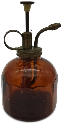 Ölpumpflasche Glas braun, Höhe: ca. 14 cm Retro - Bild 1