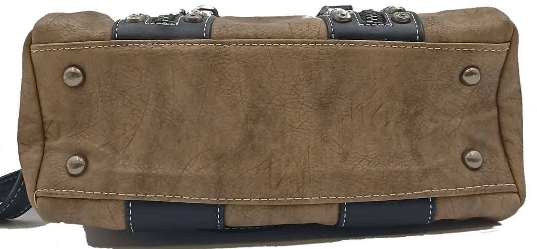 Damen Handtasche mit Nieten/ Kettendetails braun/schwarz – Bild 7