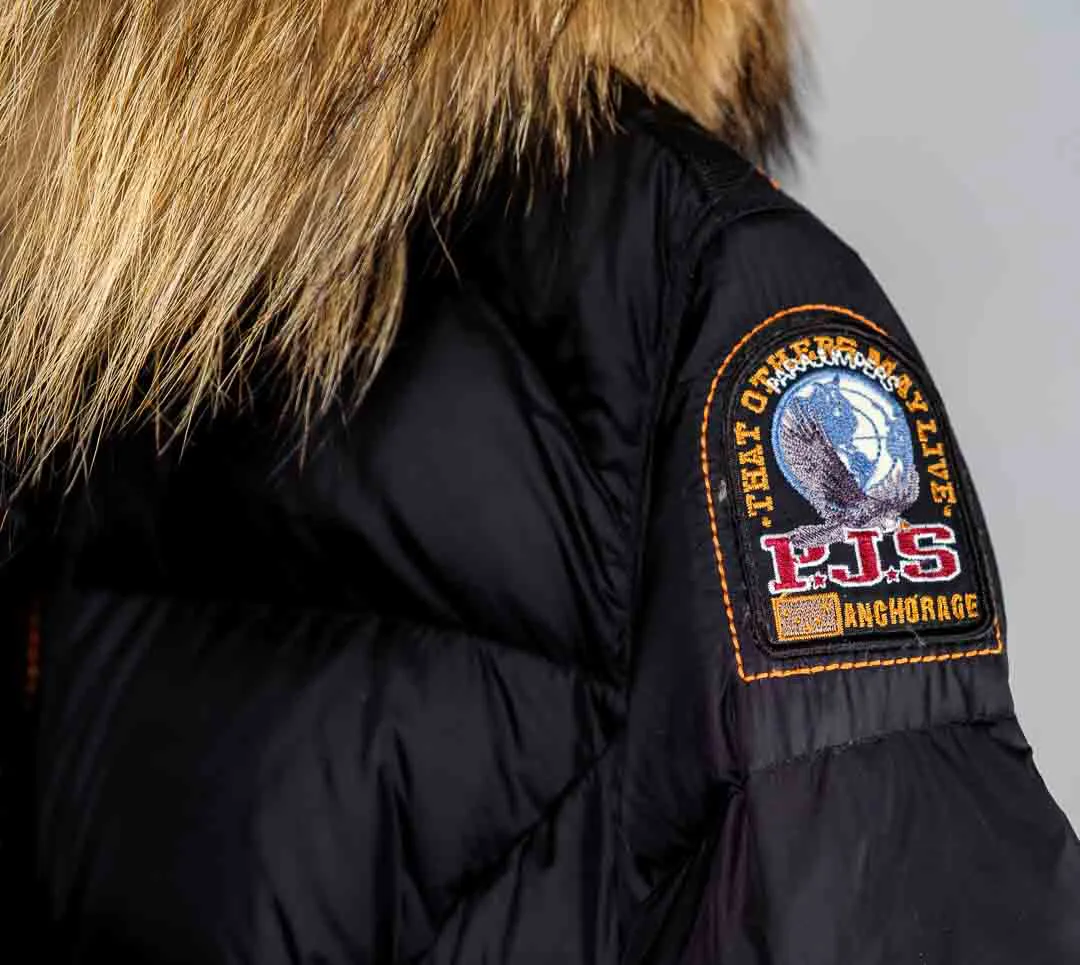 Mantel Jacke Parajumpers Damen-Daunenparka mit Fellkapuze, Schwarz, Gr. L Winter – Bild 6
