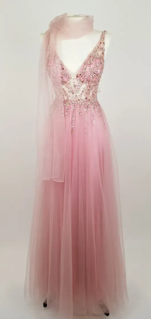 Mascara Ballkleid Rosa mit Steinen inkl. Schal - EU 34 / 100% Polyester - Bild 1