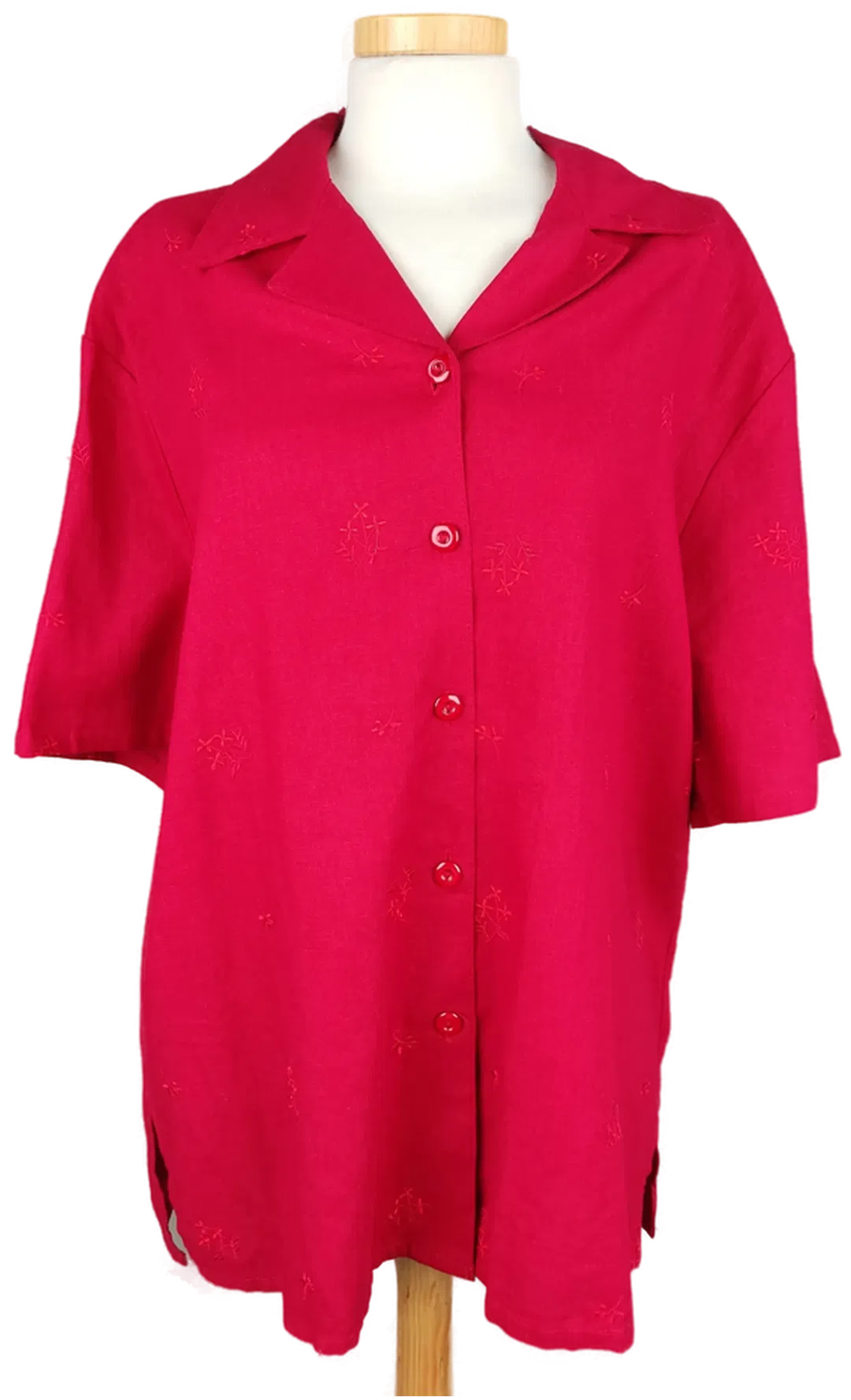 Damen Leinenmix Kurzarm-Hemd rot - XXL/44 - Bild 4