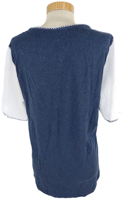 T-Shirt "Spieth & Wensky", kurzarm mit gewchwungenen Ausschnitt und Stickerei, blau/weiß, Größe XL – Vorschau 5