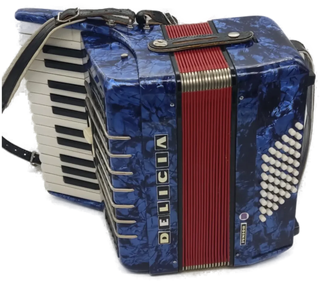 DELICIA Junior Akkordeon / Ziehharmonika in blau-rot-weiß im Koffer - Bild 1