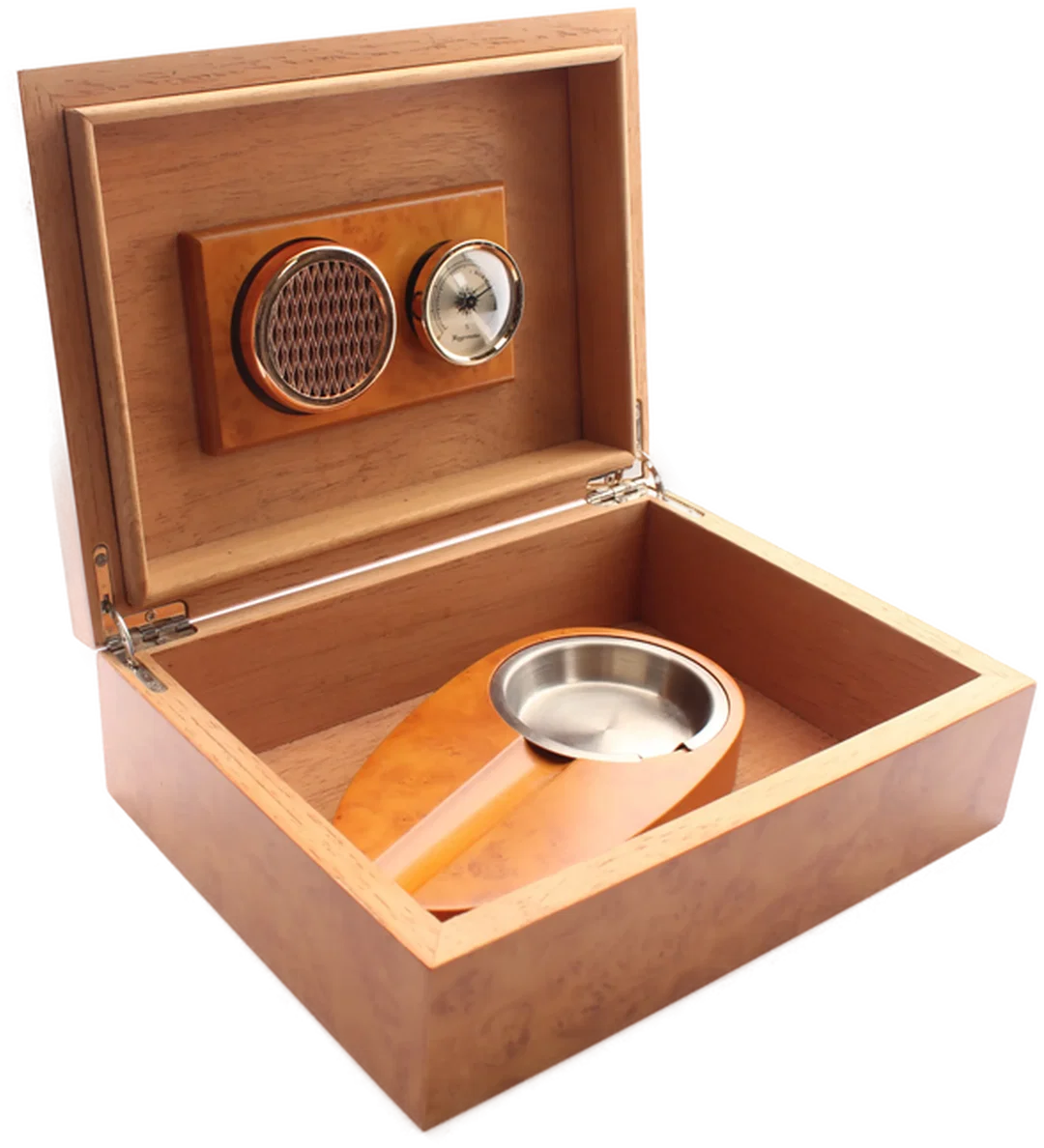 Zigarren-Humidor mit Hygrometer & Aschenbecher – Edles Wurzelholz-Design – Bild 2