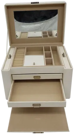 SONGMICS abschließbarer Schmuckkasten mit viel Stauraum in weiß-beige - Bild 3