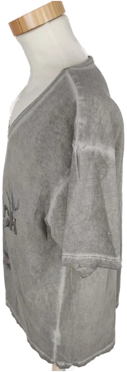 T-Shirt "Stockerpoint", kurzarm mit V-Ausschnitt, grau mit Aufdruck, Größe M – Vorschau 3