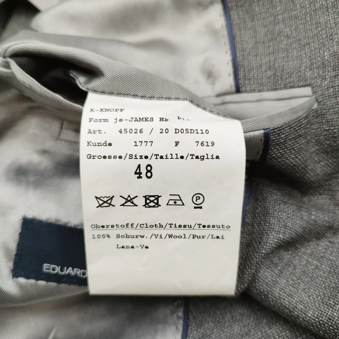 Sakko Eduard Dressler Grau, (ohne Shirt) Gr.48 | Business-Klassiker – Bild 4