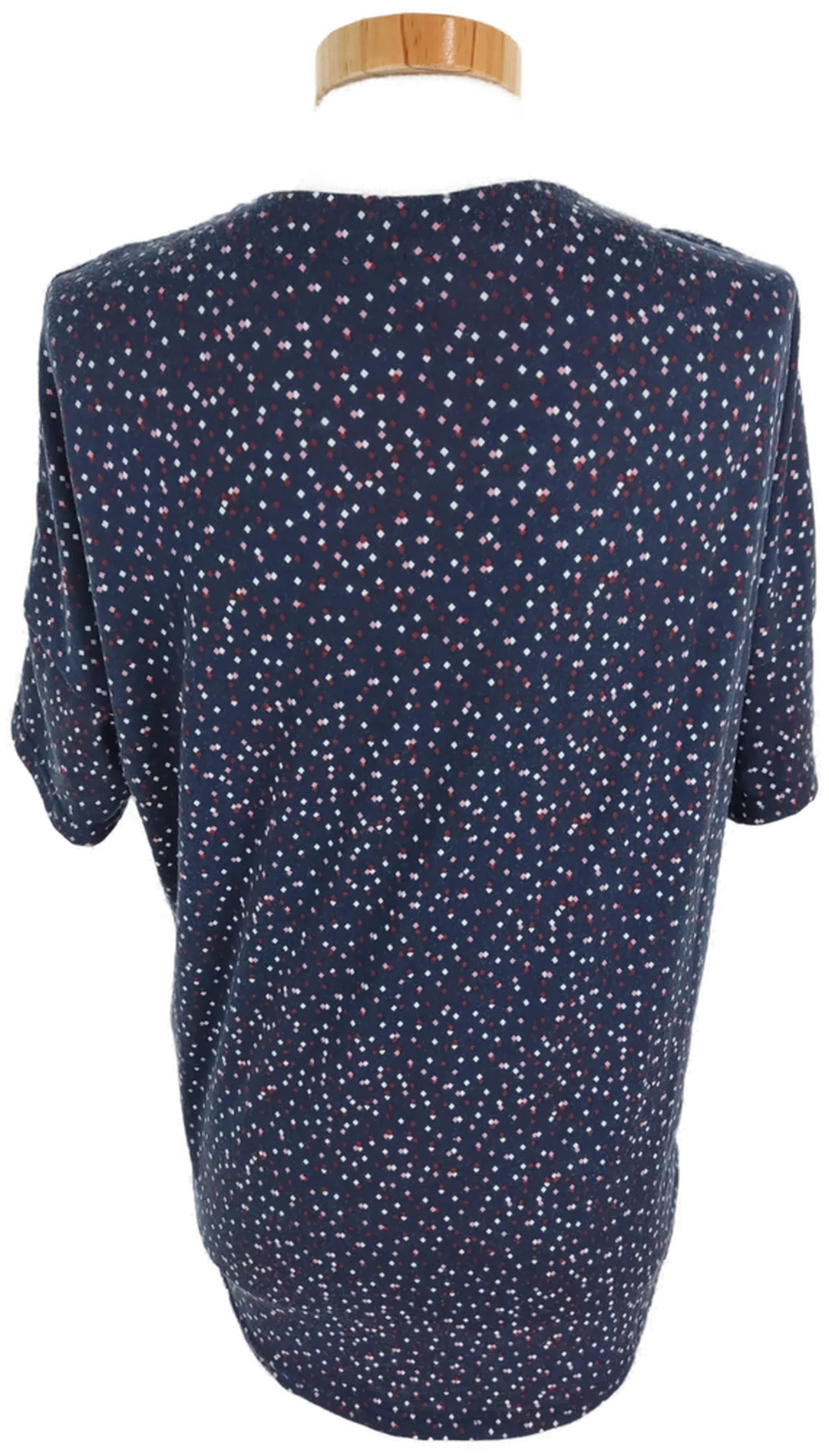 Damen T-Shirt Janina mit V-Ausschnitt und Zipper, blau gemustert, Größe 36 – Bild 4