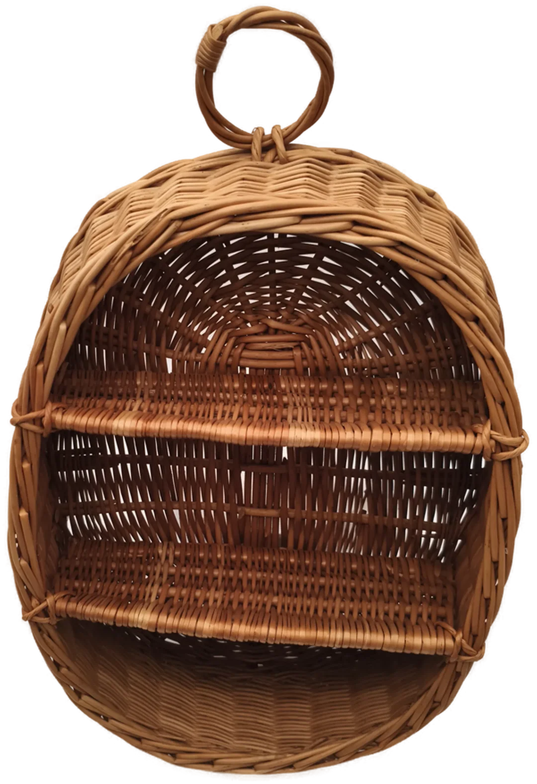 Ovales Vintage - Wandregal aus geflochtener Weide, Boho- und Rattan-Stil, 70er/80er – Bild 3