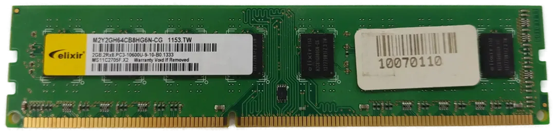 Elixir 2GB DDR3 2Rx8 PC3-10600U-09-10-B0.1333 Arbeitsspeicher / RAM  - Bild 1