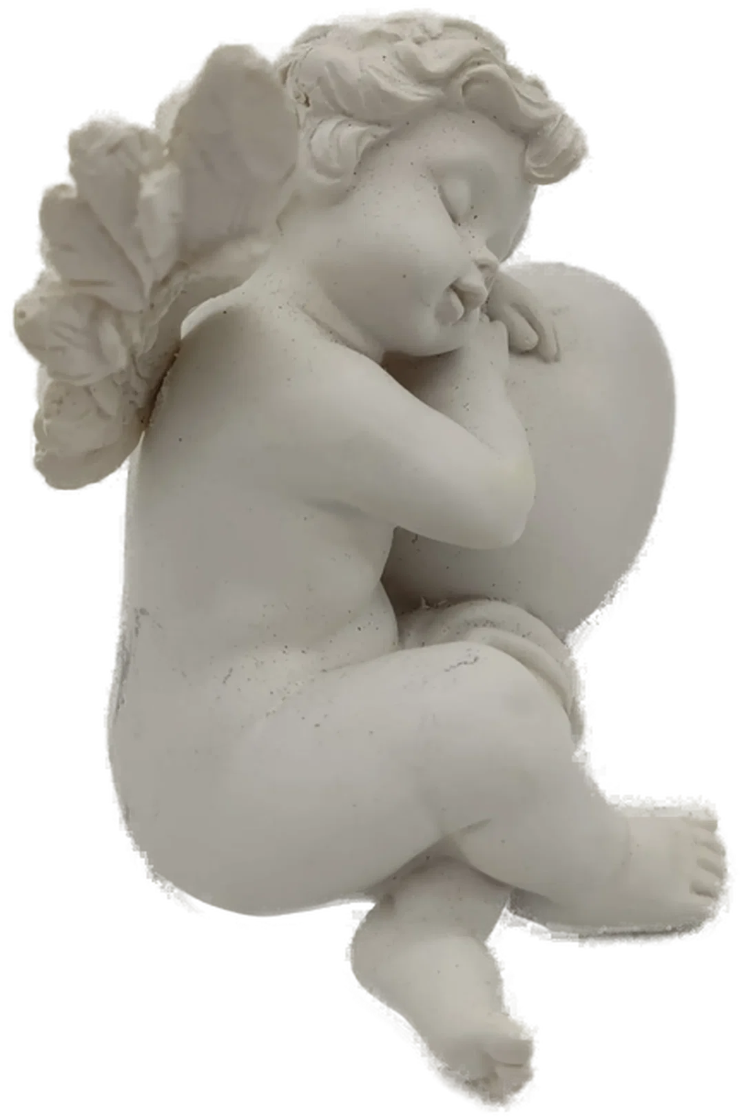Decko "Engel sitzend und auf Herz schlafend", weiß, Größe ca. 11 x 9 cm – Bild 2