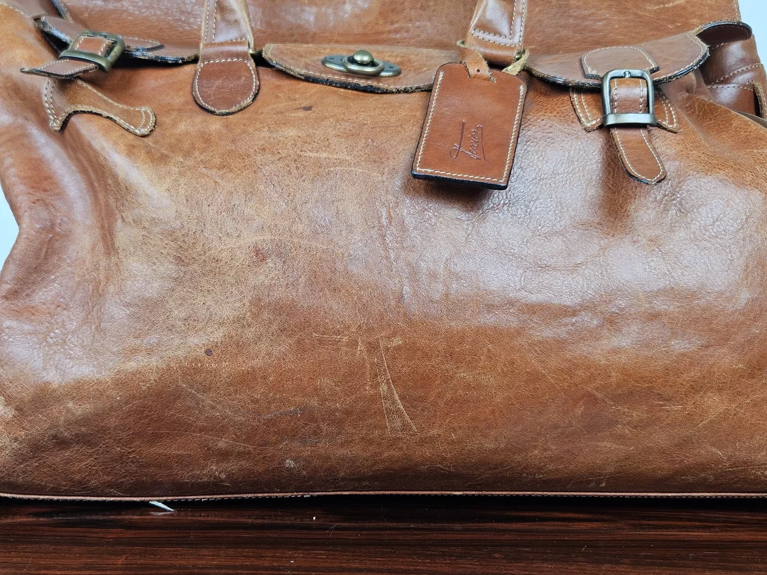 Texier Vintage Leder Reisetasche, braun  – Bild 13