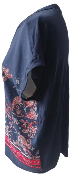 S. Oliver Damen Kurzarmshirt, florales blau-rotes Muster - Gr. 36 (S) - Bild 2