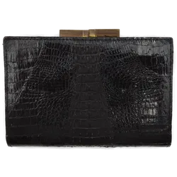 Krokodilleder Damen Vintagetasche und Brieftasche schwarz - Bild 12