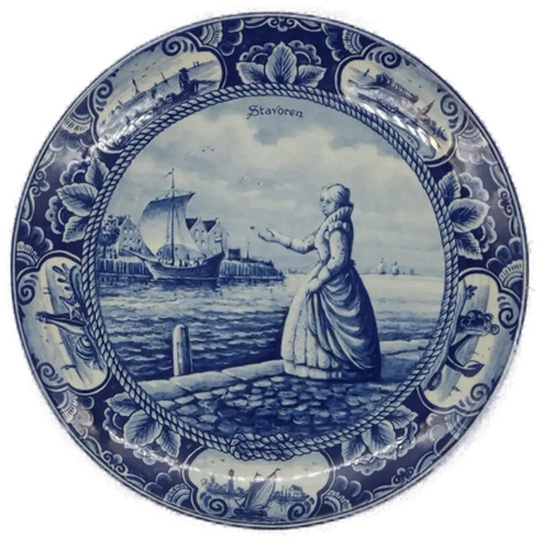 Rondom de Zuiderzee 9 Stück Sammelteller / Wandteller aus Porzellan in blau-weiß - Bild 4