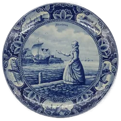 Rondom de Zuiderzee 9 Stück Sammelteller / Wandteller aus Porzellan in blau-weiß - Bild 1
