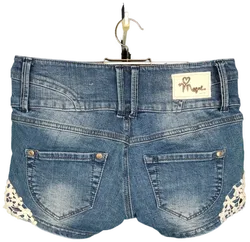 Mogul Damen Jeansshort mit Spitze blau - W25 - Bild 2