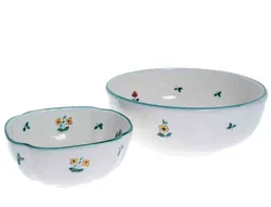 Gmundner Keramik Schüsseln mit Streublumenapplikationen, 2 Stück - Bild 2