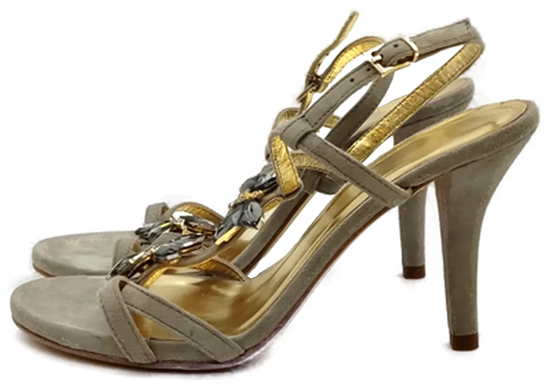 Damen Ziegenvelourleder Sandalen Grau Gr. 38 – Bild 2