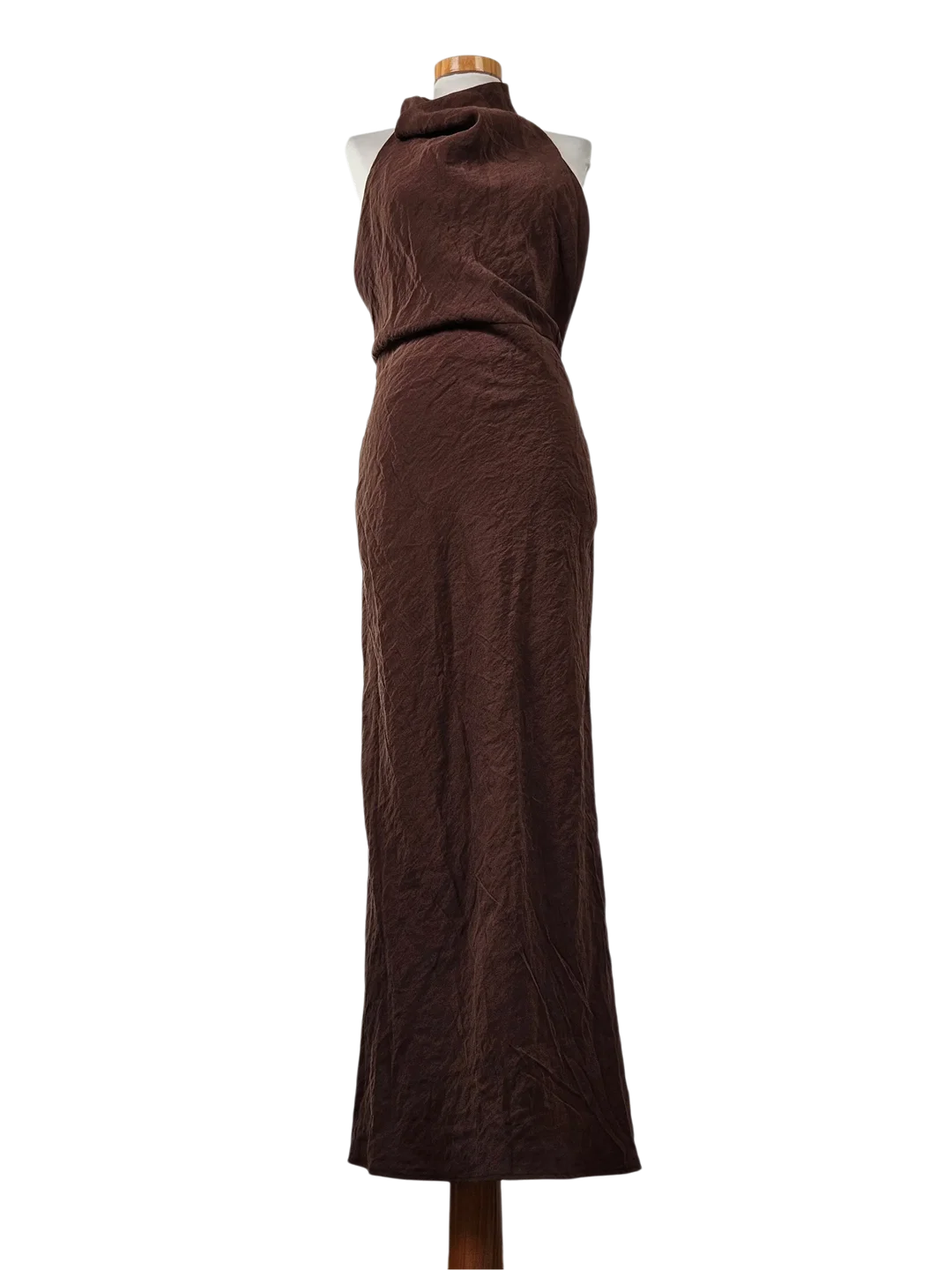 ZARA Damen rückenfreies Maxikleid, braun - Gr. M / 38 - Bild 1