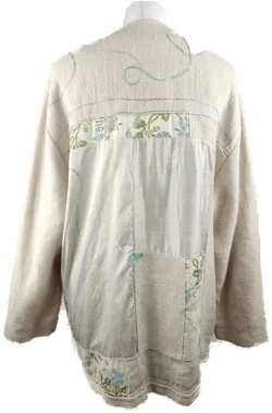 Patchworkjacke XL/42 Bestickt | Handgefertigter Charme Chemisch gereinigt – Vorschau 3