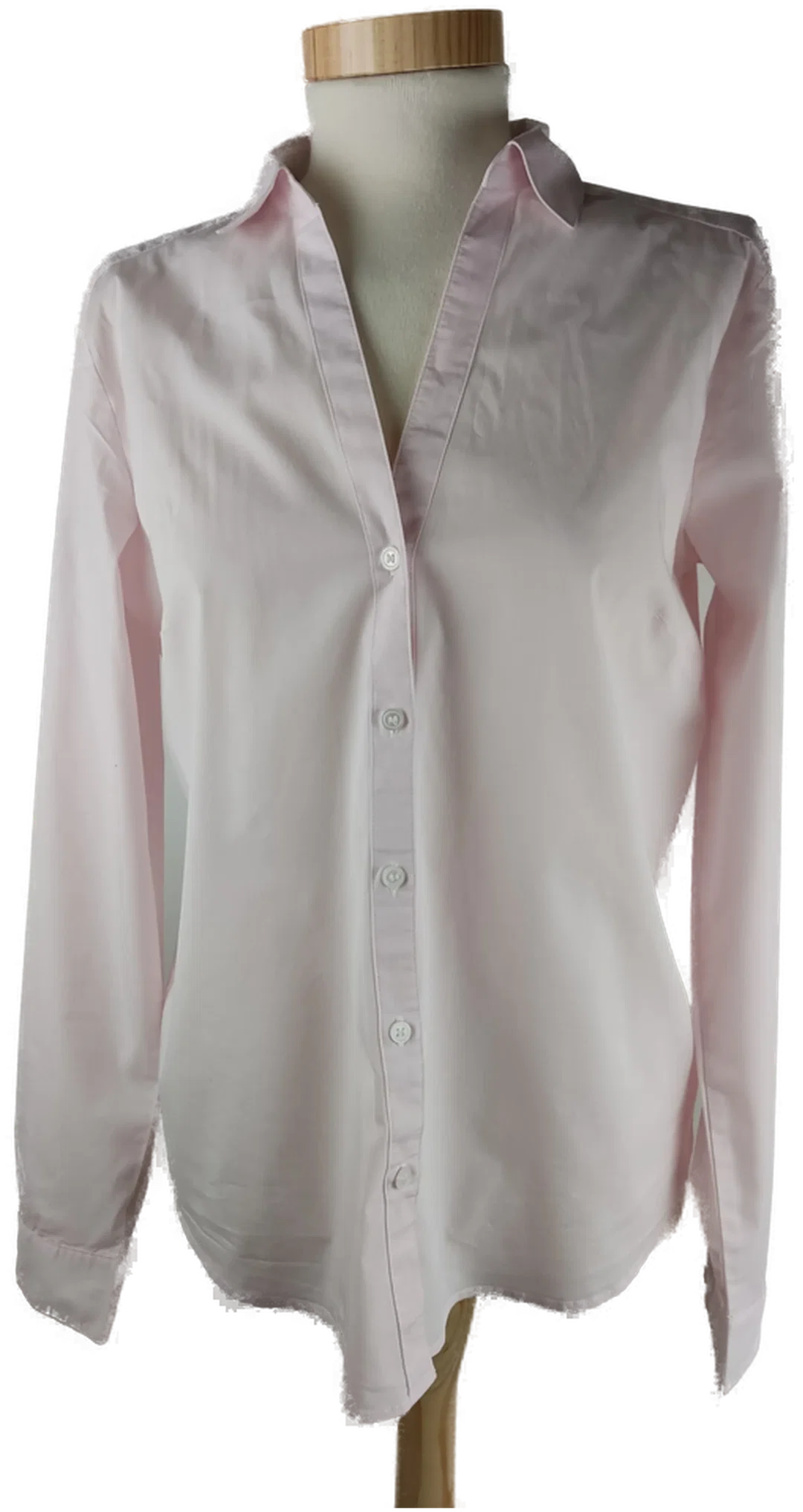 Bluse 'H&M', langarm mit Hemdkragen, hellrosa/weiß gestreift, Größe 40 - Bild 1
