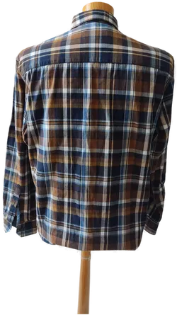 Jean Carriere Herrenhemd Langarm - braun, blau kariert - Gr. XL/EUR 52 - Bild 3