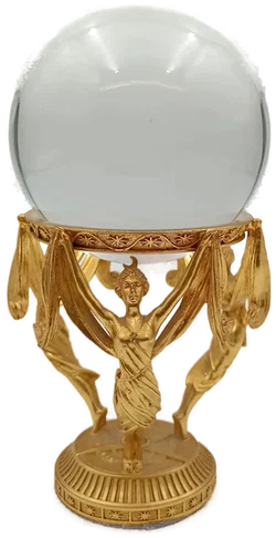 Franklin Mint Crystal Visions Kristallkugel 1989 – 24K Vergoldet mit Original-Bodenlabel – Vorschau 2