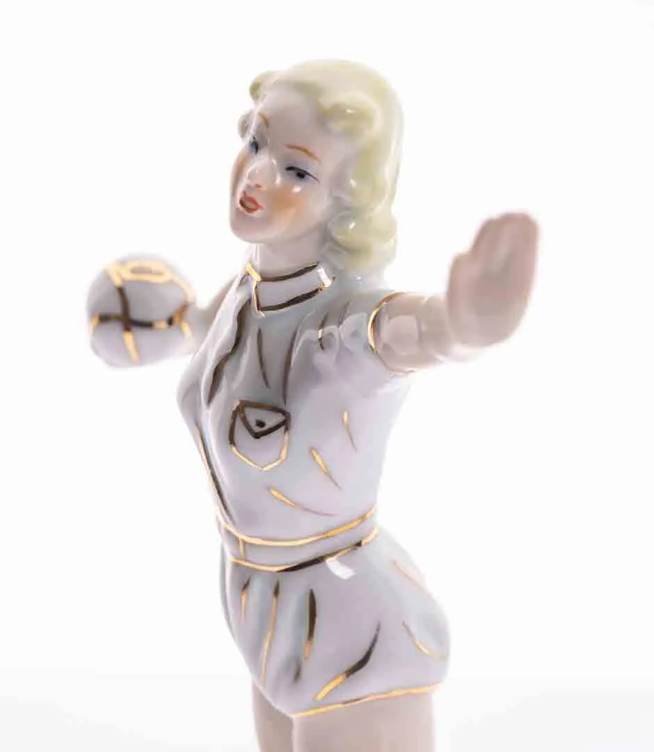 Vintage NEUENDORF ZIERPORZELLAN Art Déco Porzellanfigur "Mädchen mit Ball" (1930er) – Bild 2