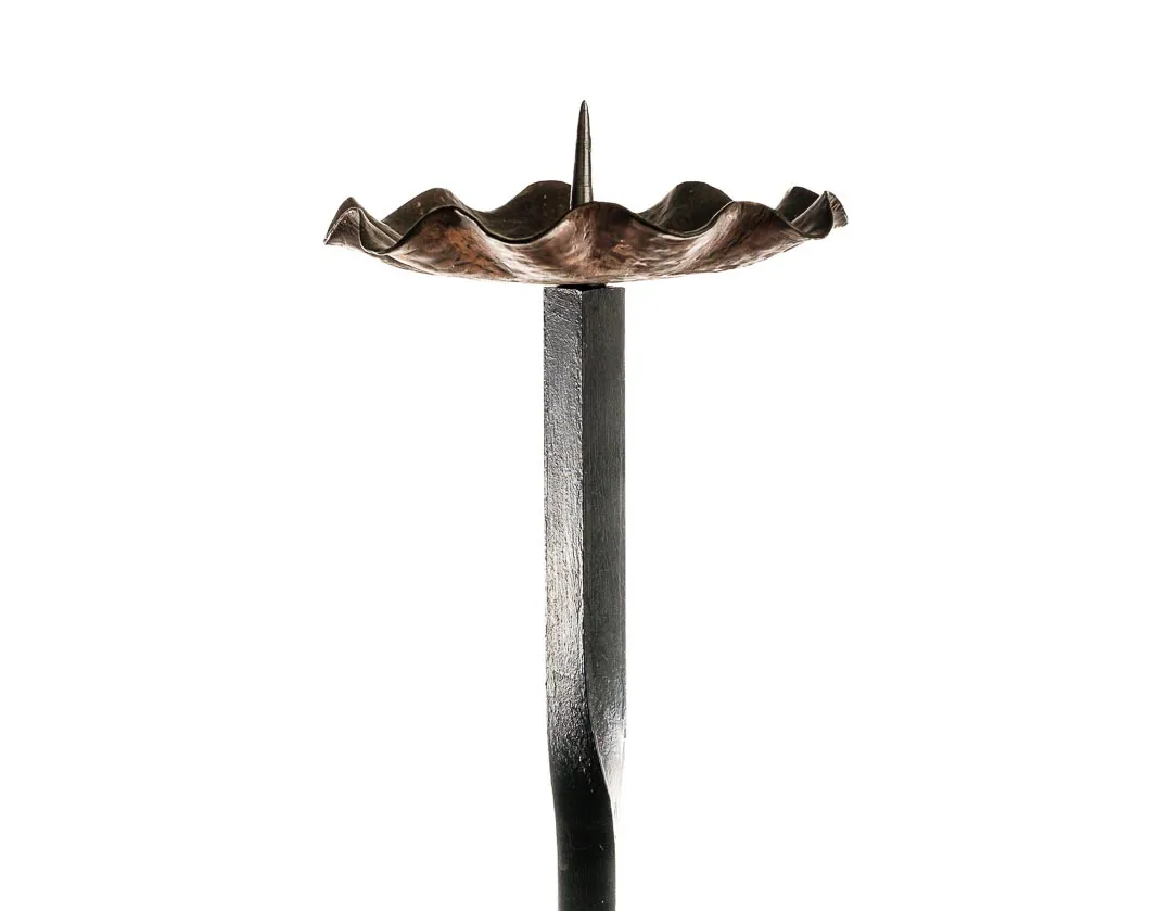 Antik-Schwarzer Kerzenständer aus Gusseisen, handgeschmiedet ca. 95 cm – Bild 3