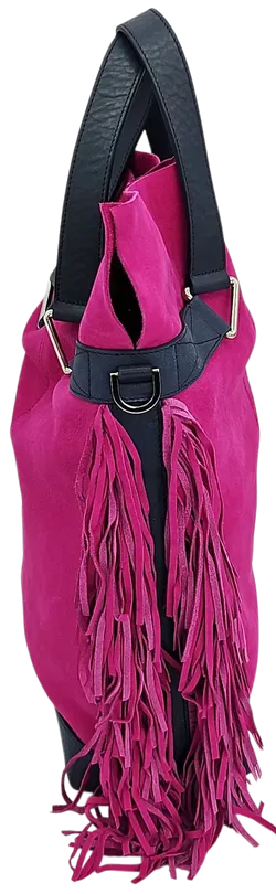 Max V. Koenig Damen Lederhandtasche mit Fransen, lila - Höhe ca. 37 cm - Bild 2