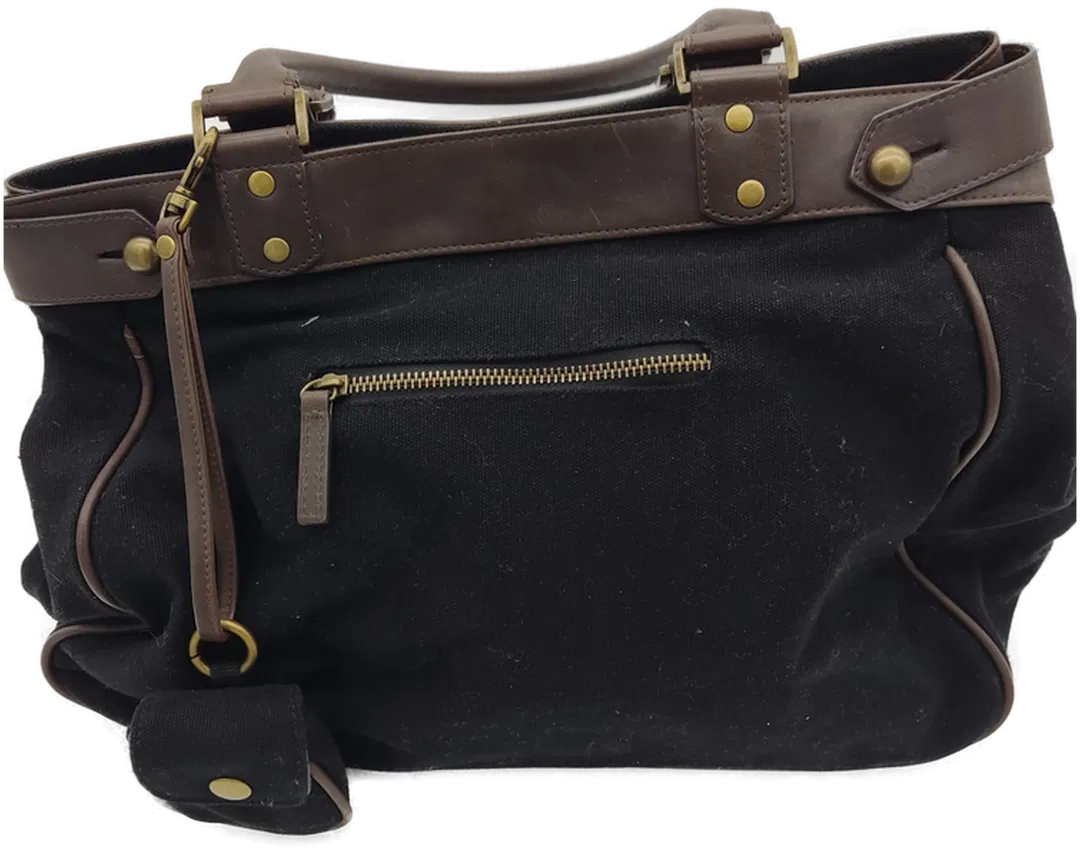 Tasche schwarz/braun mit Griffen und Magnetverschluss, Größe ca. 42 x 32 x 15 cm - Bild 1