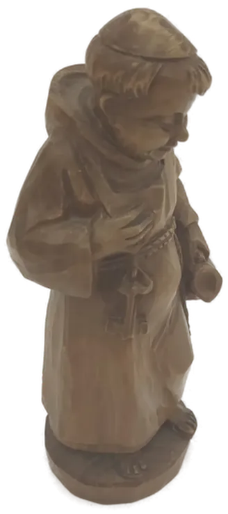 Handgeschnitzte Mönchsfigur aus Holz, ca. 22 cm – Bild 4