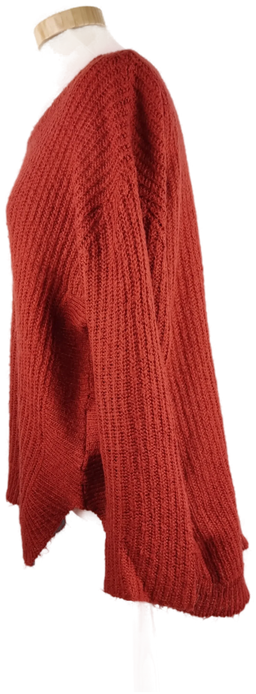 Pullover 'Amisu', langarm mit Rundhalsausschnitt, gestrickt, terracotta, Größe S – Bild 2