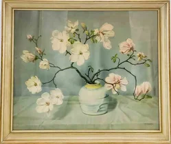 Klassisches Stillleben „Magnolien“ – Originalrahmung, aus der Sammlung von Bilder Prat Linz – Vorschau 1