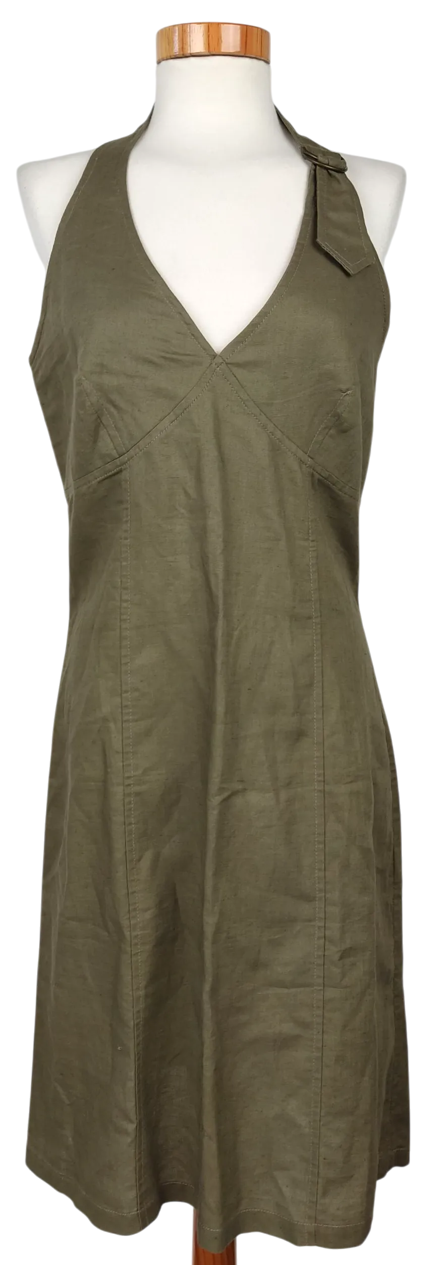 H&M Damen Midikleid, oliv - Gr. M  - Bild 1