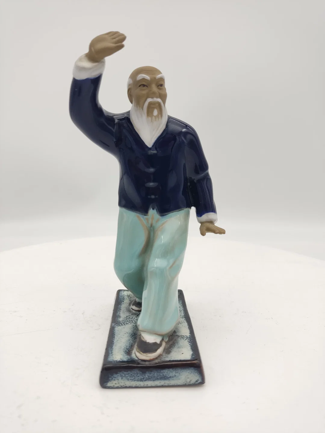  Chinesische Handgefertigte Kampfkunst Wanjiang Kunst Mudman Glasur Keramikfigur Tai Chi Meister ca. 1950-1960  - Bild 1
