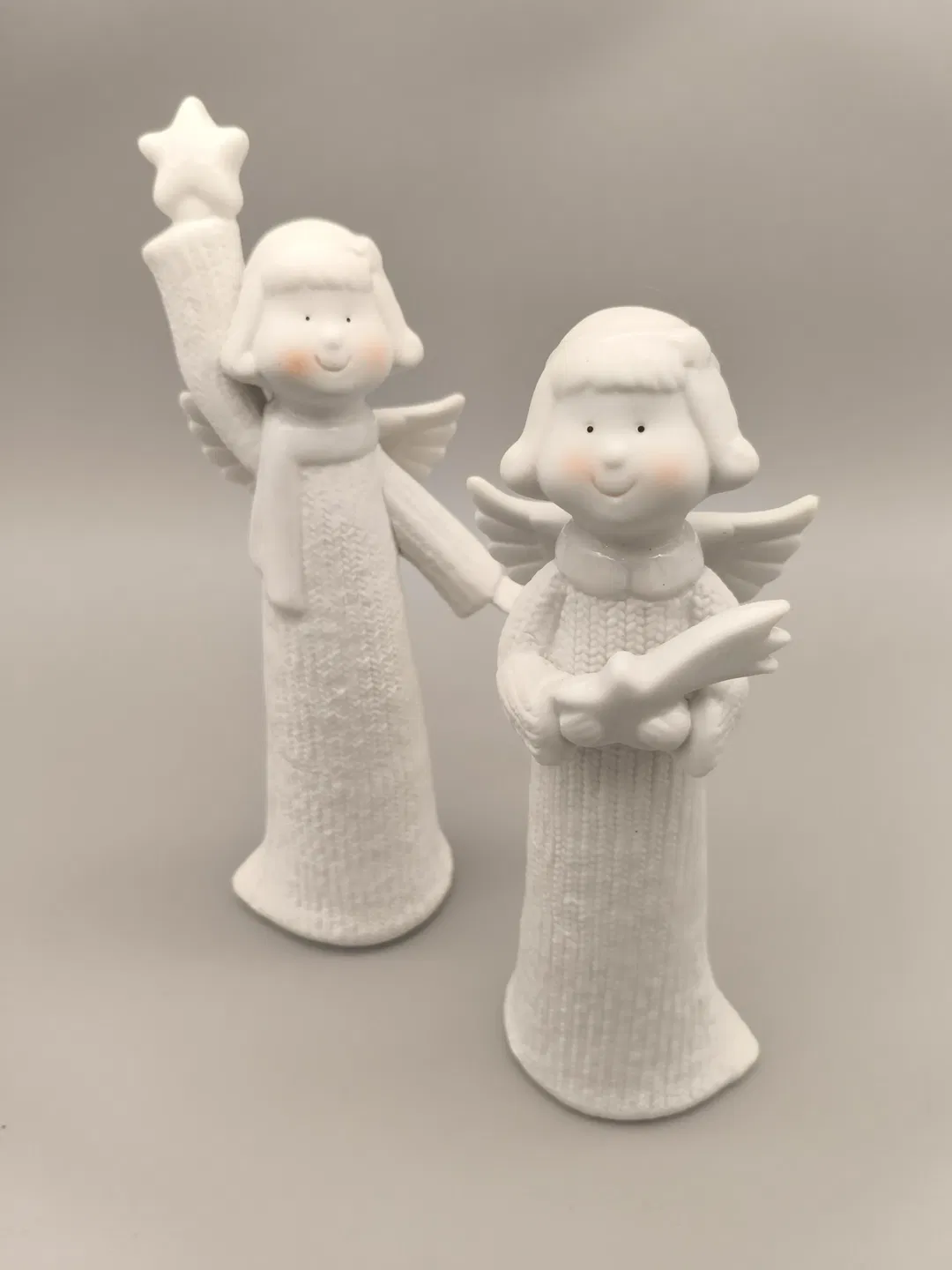 2 Engelfiguren, weiße Keramik - Bild 1