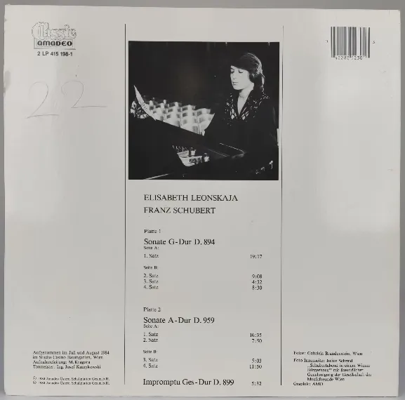 Vinyl LP - Elisabeth Leonskaja - Franz Schubert – Bild 2