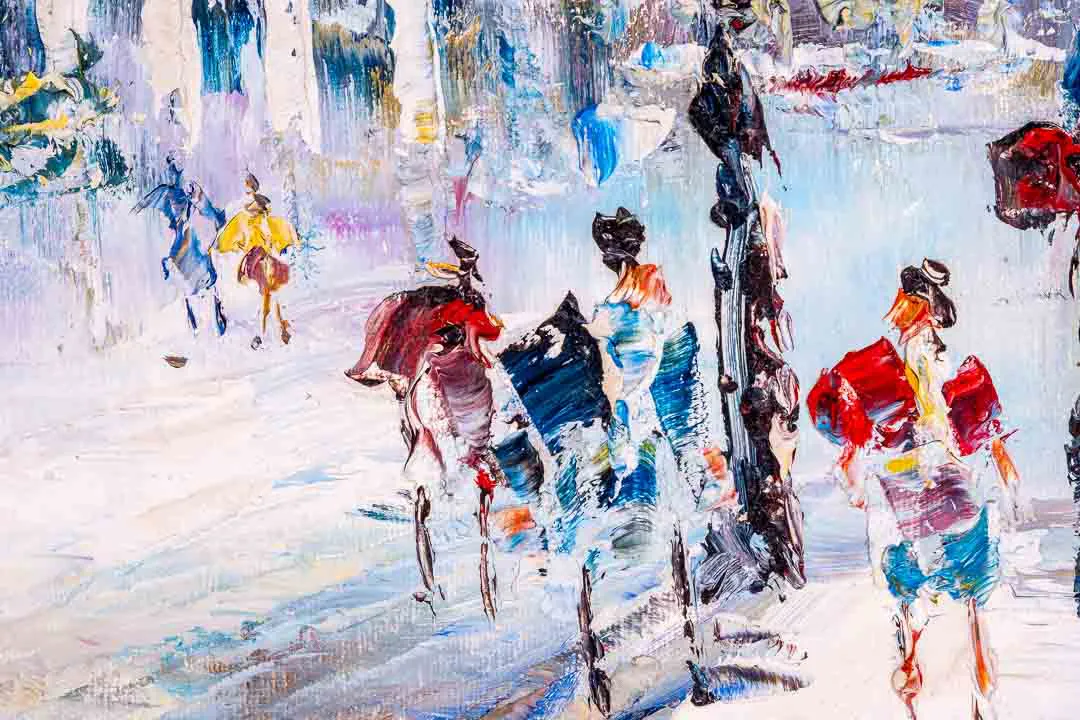 Bild Original Ölgemälde R. Davey Paris Straßenszene Impressionismus Gerahmt 64x54 – Bild 5