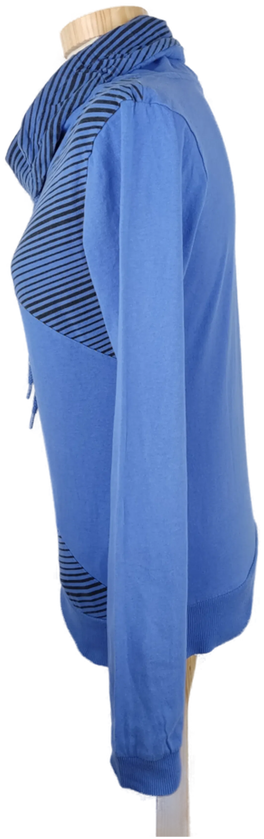 Pullover "Fishbone", langarm mit Schalkragen, blau/schwarz mit Taschen, Größe S – Bild 2