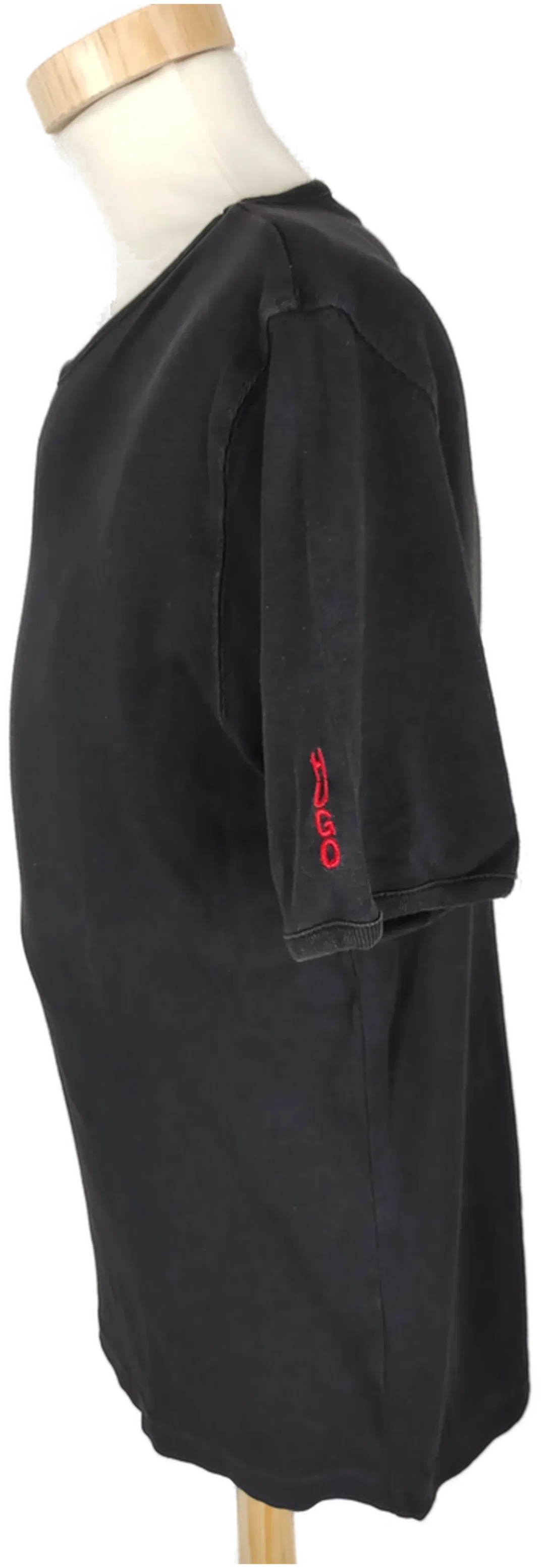 T-Shirt "Hugo Boss", kurzarm mit Rundhalsausschnitt, schwarz mit Schriftzug, Größe S – Bild 3