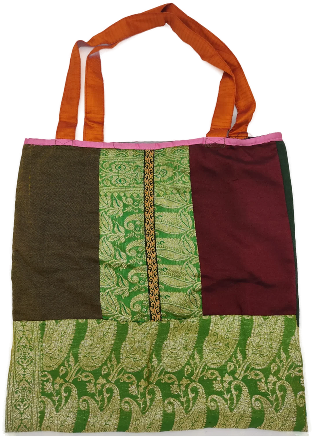 Patchwork Tote Bag Seide, Brokat | Thai-Boho-Schatz – Bild 4