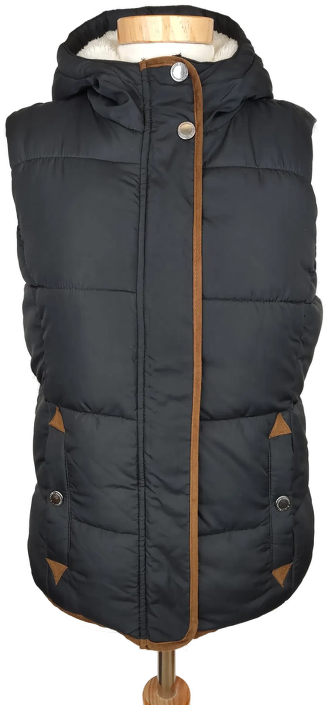 Sublevel Damen Weste mit Innenfutter aus Plüsch, schwarz - S/36 - Bild 4